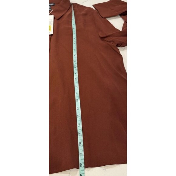 Eileen Fisher Small Redwood Silk Georgette Crepe Classic Collar Shirt NWT $278 - Picture 12 of 13